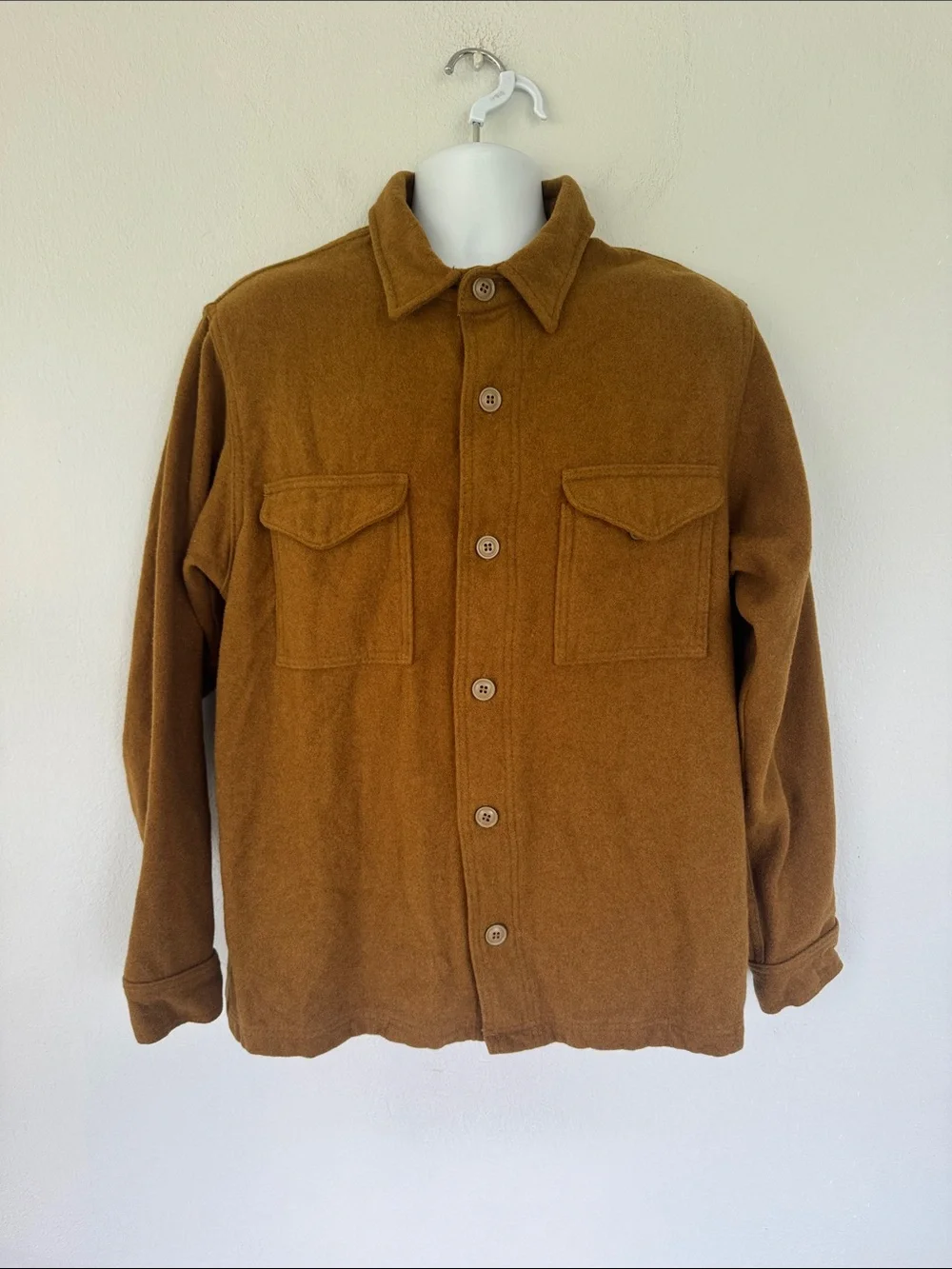 C.C. Filson Co Seattle men’s dark tan virgin wool Jac-shirt size large